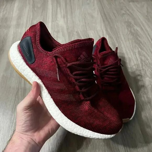 Men's Adidas Pureboost Size 10 Color Maroon - Picture 2 of 7